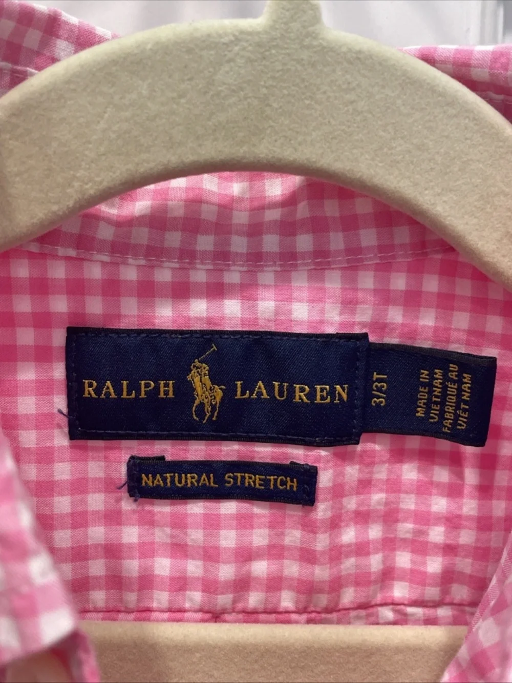 Ralph Lauren Kids 3T Pink Checkered Long Sleeve Button Down Shirt Pony Logo